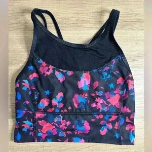 Lululemon Clip-In Long Line Bra Dandy Digie Multi/Black sz 4